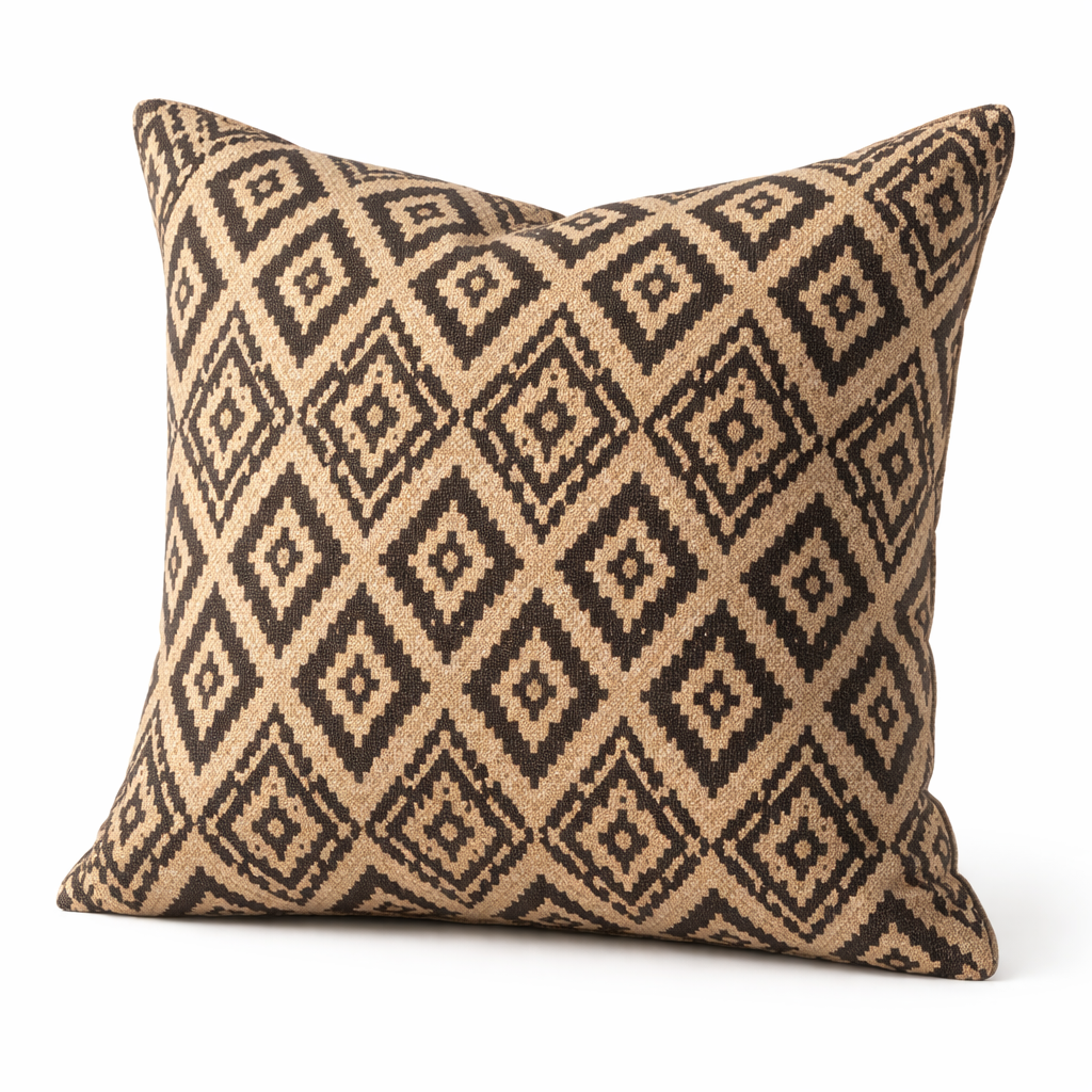 Pillow - Geometric black and beige throw