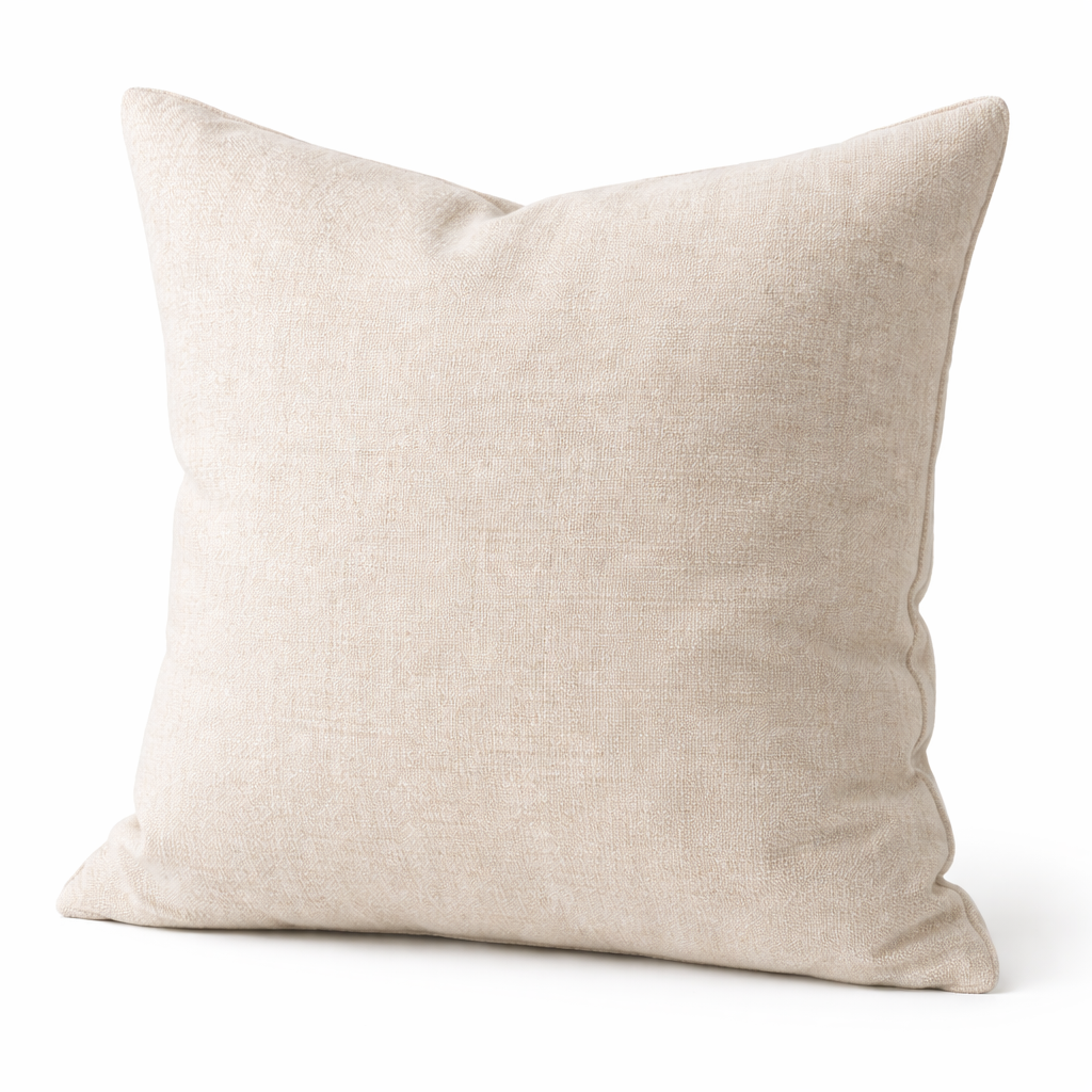 Pillow- Soft textured off-white pillow close-up