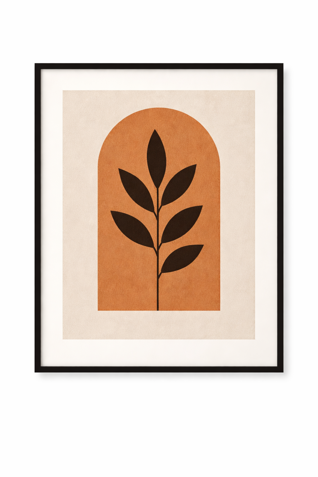 Modern Botanical Art in Terracotta Frame