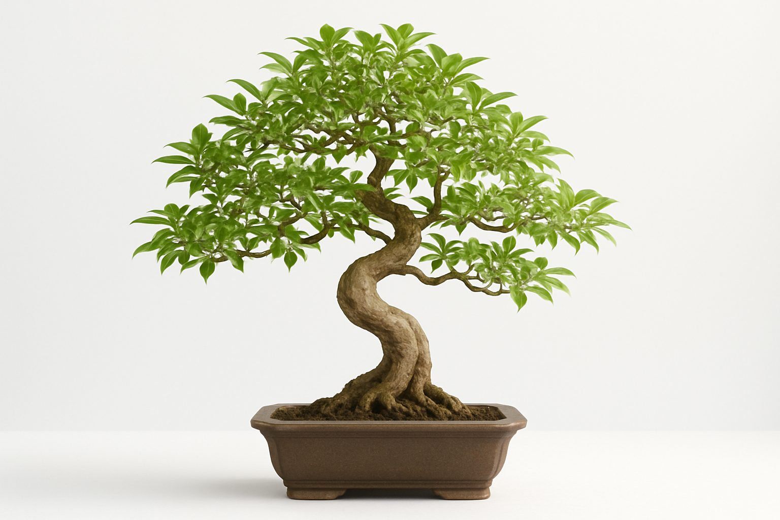 Ficus bonsai with wight background