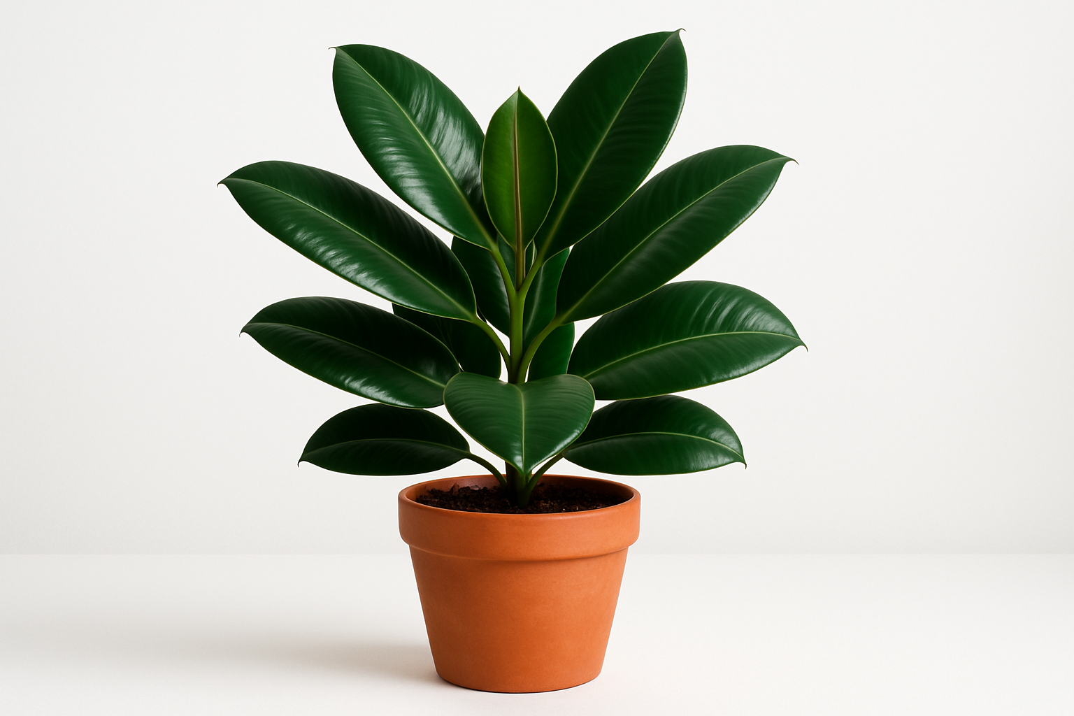 Ficus Elastica with pot and whight background