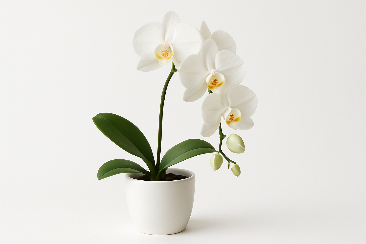 Orchid Pink with pot and wight backgroung